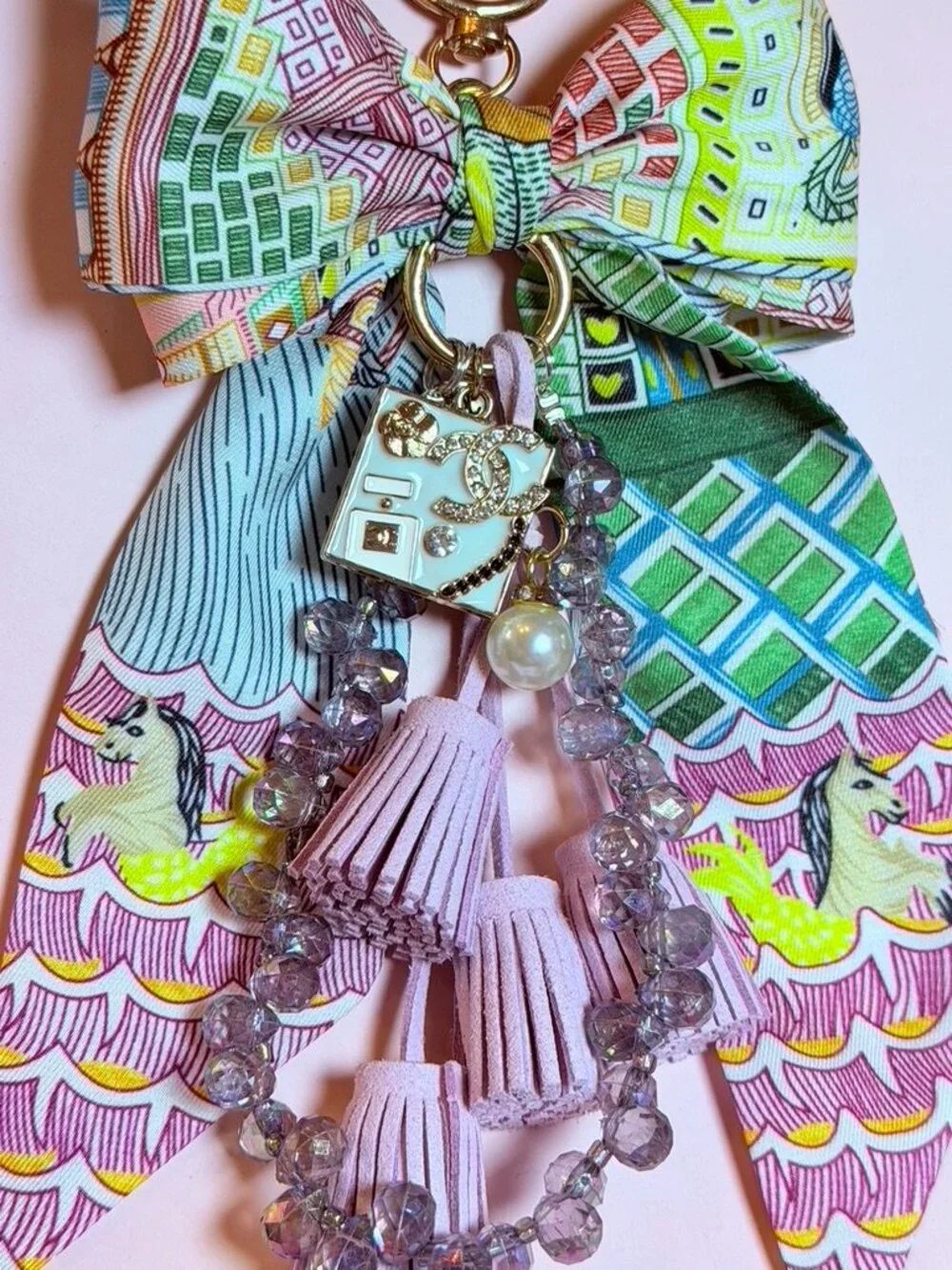 Pink Green Twilly Custom Statement Bag Charm